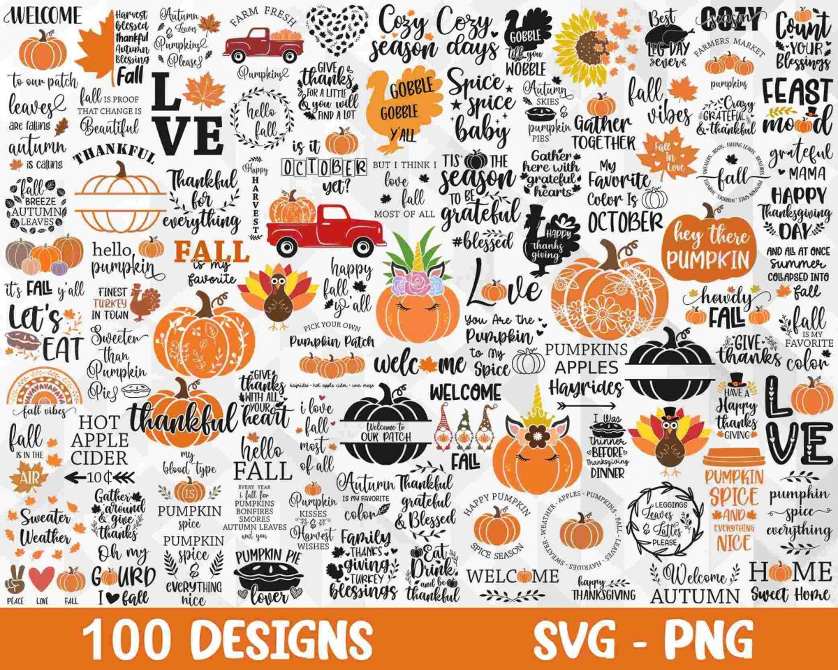 Autumn Harvest Bundle Fall Thanksgiving SVG Designs for Cricut More