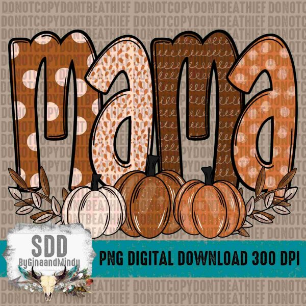 Autumn Mama SVG Pumpkin Doodles Name Sublimation Download