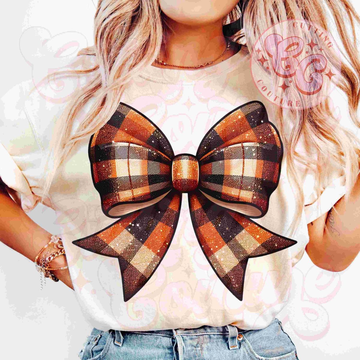 Autumn Plaid Coquette Bow PNG Fall Coquette Design Pumpkin Patch