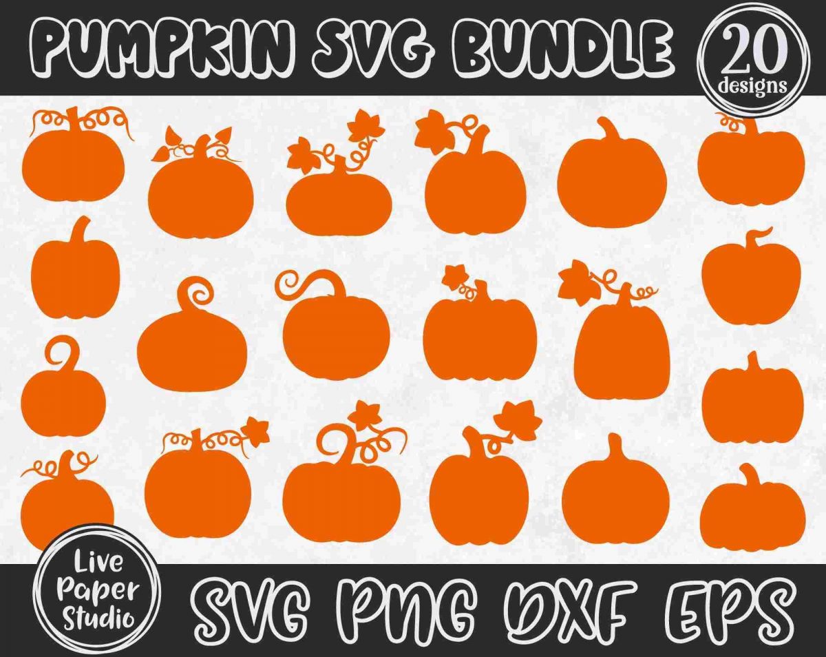 Autumn Pumpkin Bundle SVG PNG Clipart for Thanksgiving Digital