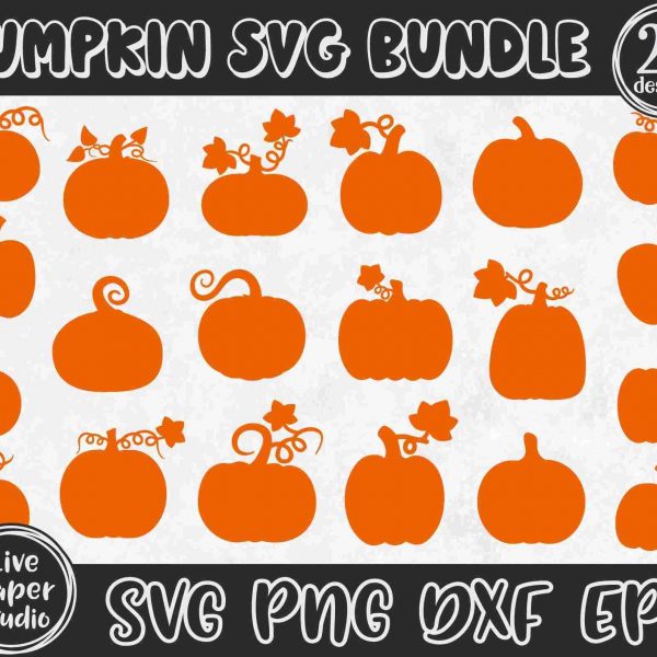 Autumn Pumpkin Bundle SVG PNG Clipart for Thanksgiving Digital