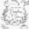 Autumn Pumpkin SVG Fall Line Art Hand Drawn Vines Pumpkins Halloween