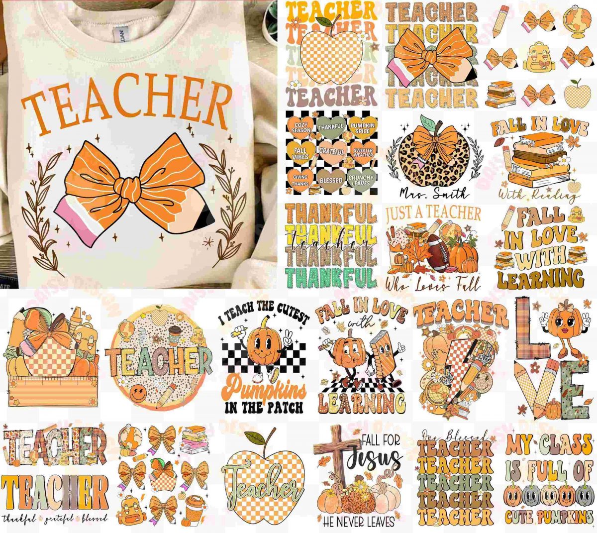 Autumn Teacher Bundle PNG SVG Files Halloween Design Sublimation