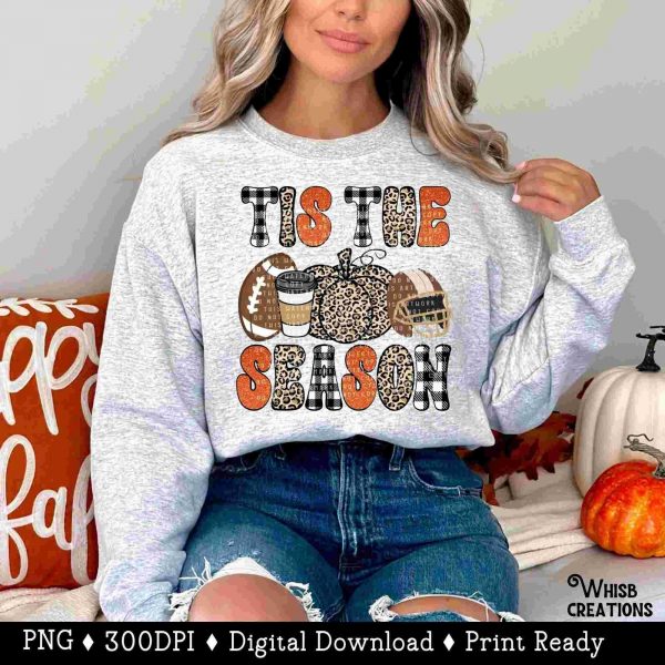 Autumn vibes Retro fall leopard football coffee png files