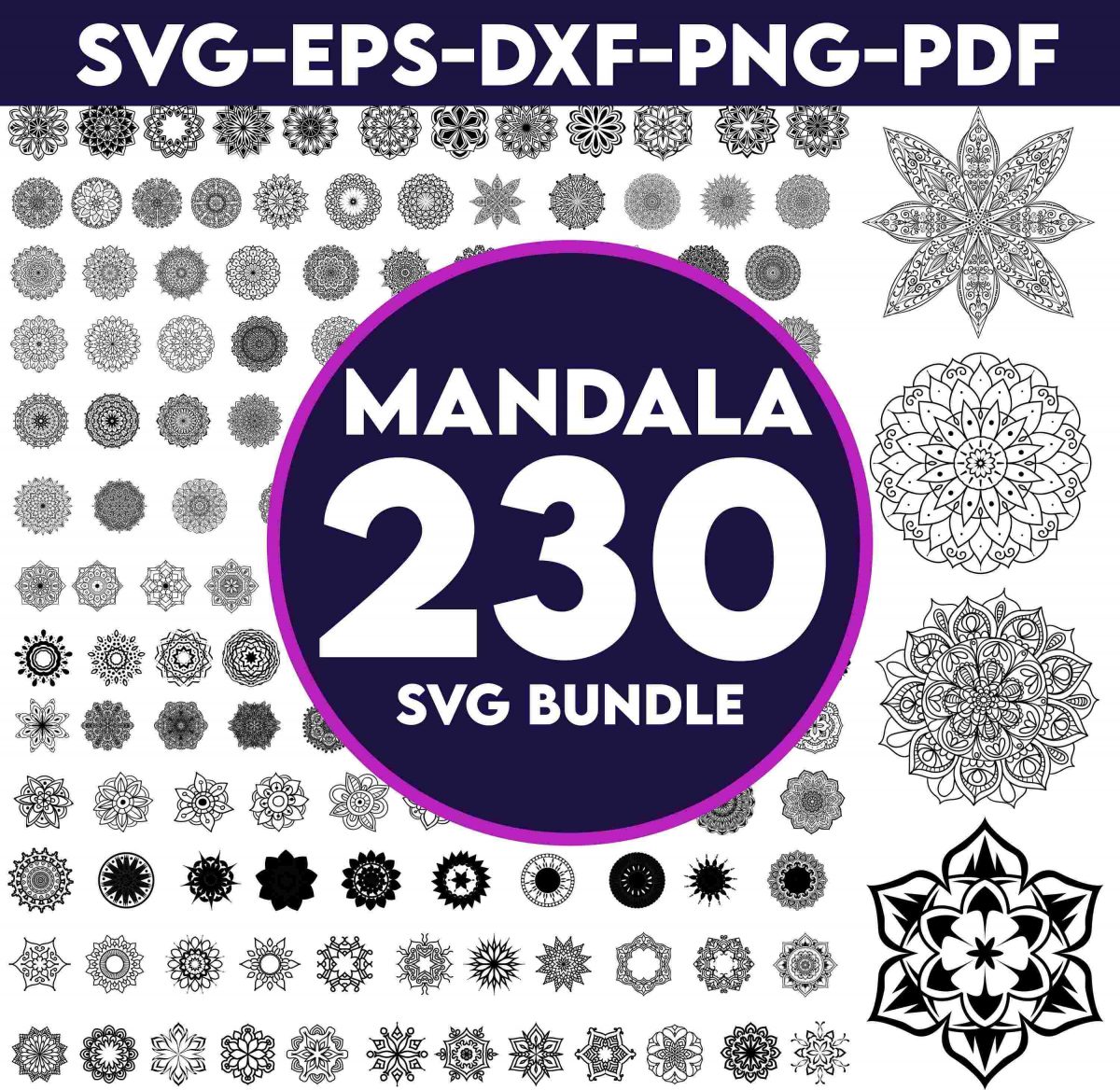 Beautiful Mandala SVG Bundle for Cricut Silhouette PNG DXF included