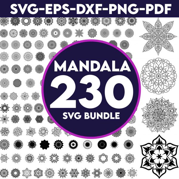 Beautiful Mandala SVG Bundle for Cricut Silhouette PNG DXF included