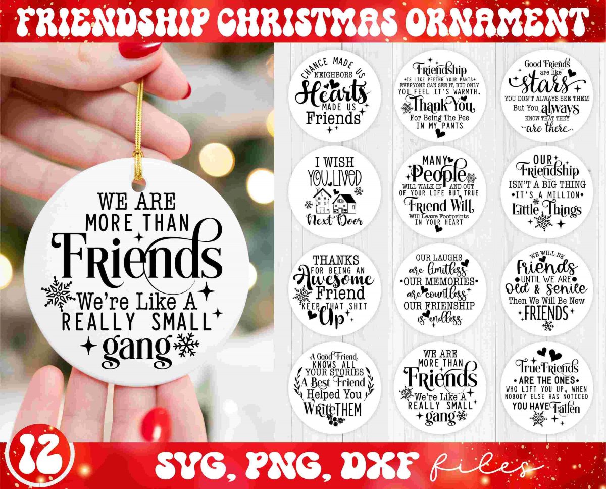 Best Friends Christmas Ornament Bundle SVG PNG Options