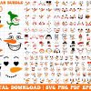 Big Snowman Faces Bundle SVG PNG Christmas Clipart Collection