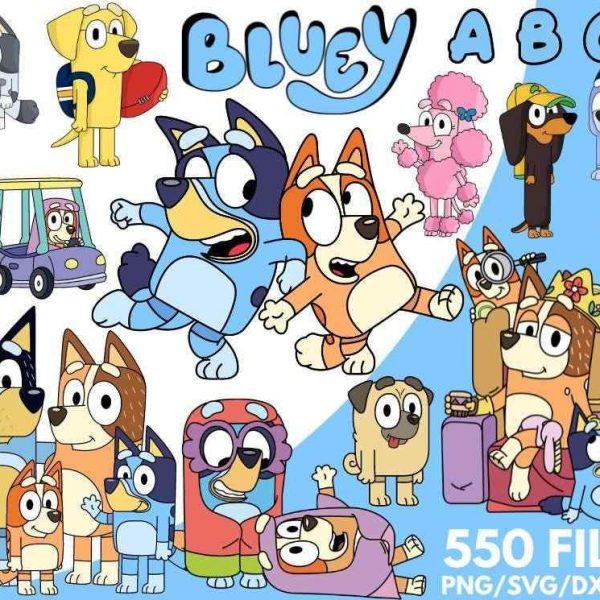 Blue Dog Mega Pack Bundle of Png Svg Clipart for Birthday Party