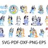 Bluey and Bingo SVG Bundle Cricut Cut Files Clipart Family Birthday