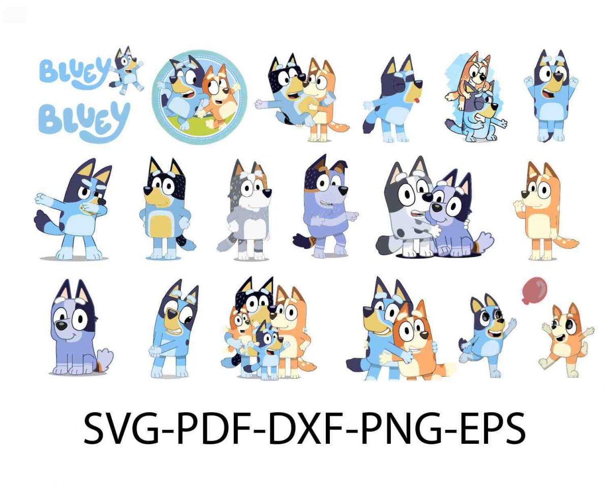 Bluey and Bingo SVG Bundle Cricut Cut Files Clipart Family Birthday