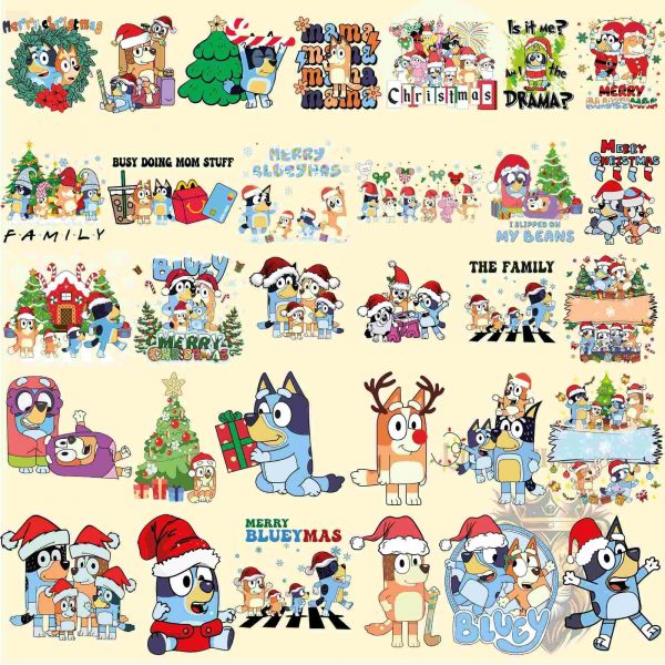 Bluey Christmas SVG Bundle Blue Dog Family PNG Festive Blue Dog