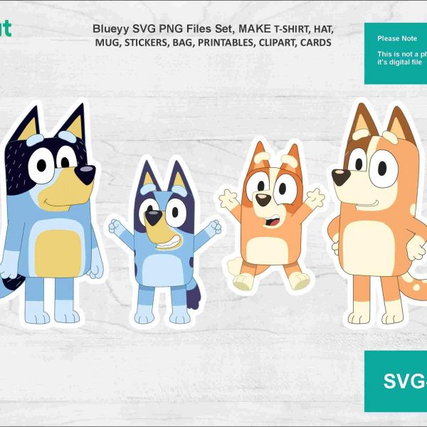 Blueyy Bingoo SVG Sticker Set Blueyy Family Bundle Digital Blueyy