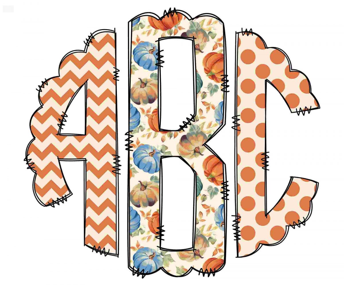 Boho Chevron Monogram Letters HandDrawn Doodle Alpha Bundle with