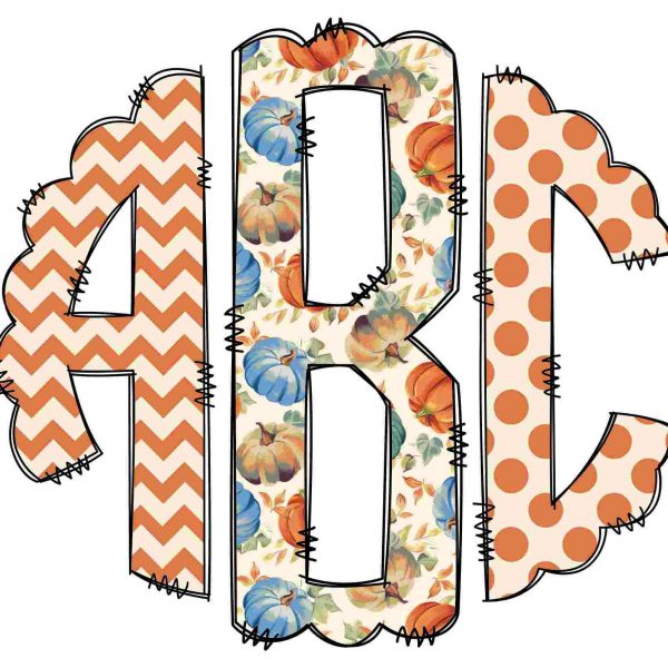 Boho Chevron Monogram Letters HandDrawn Doodle Alpha Bundle with