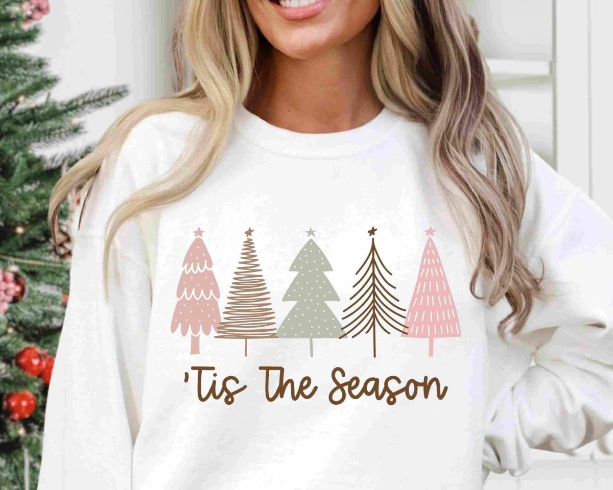 Boho Christmas Trees SVG PNG for Retro Holiday Sublimation