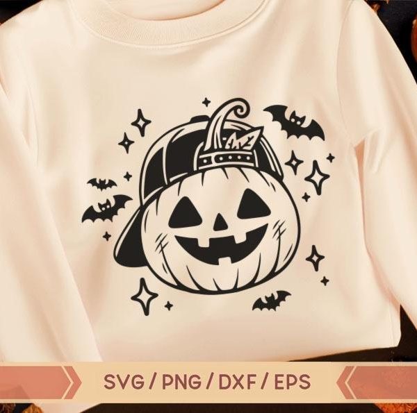 Boy Pumpkin svg Funny Retro Halloween Cap Face Ballcap png