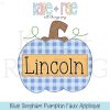 Boys Blue Gingham Pumpkin Faux Applique PNG Digital Download