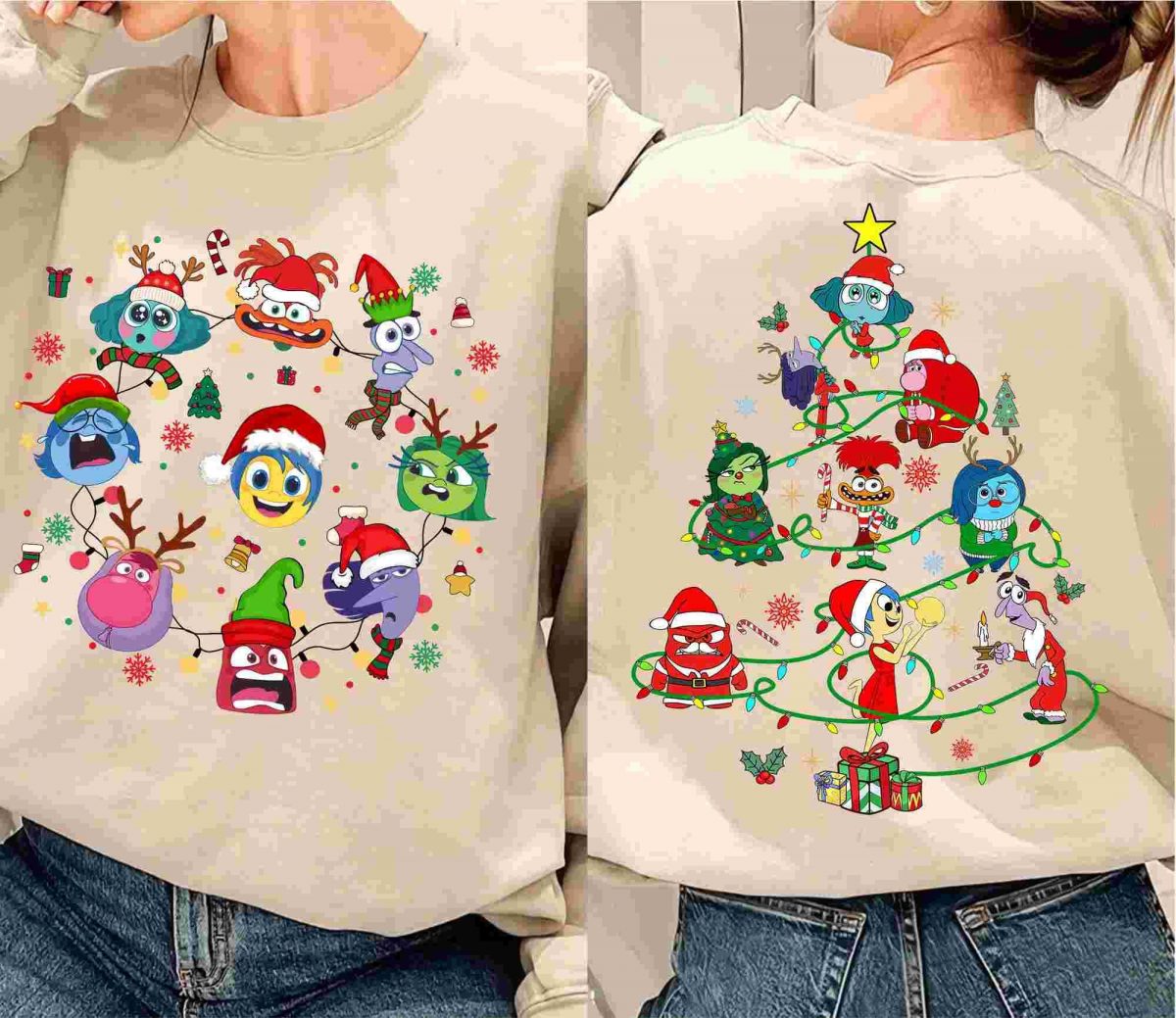 Bundle Merry Christmas Png, Cartoon Emotions Friends Christmas Png, Santa Claus, Mental Health Png, Xmas Holiday Shirt Png, Christmas Lights