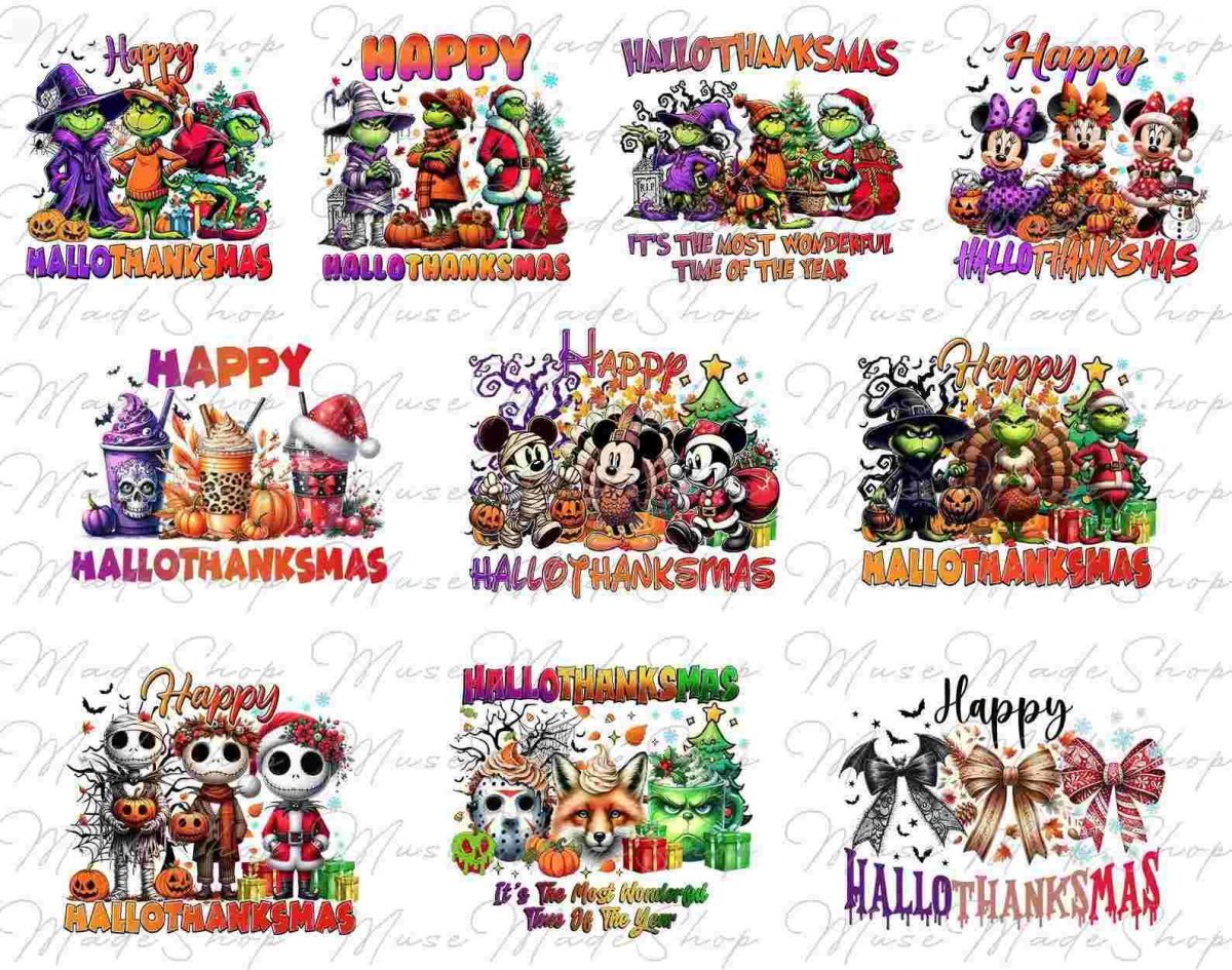 Bundle of 10 Festive Hallothanksmas Halloween Thanksgiving and