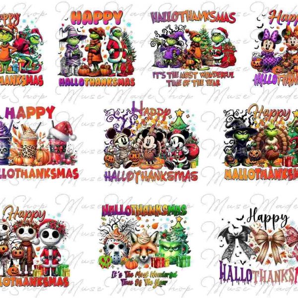 Bundle of 10 Festive Hallothanksmas Halloween Thanksgiving and