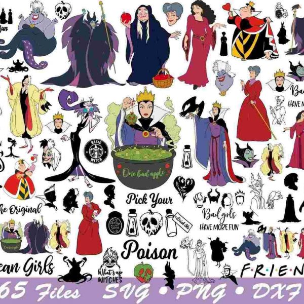 Bundle of 65 Wicked Villains svg Bad Girls svg for Cricut