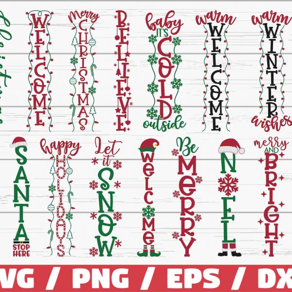 Bundle of Christmas Porch Signs SVG for Cricut Commercial Use