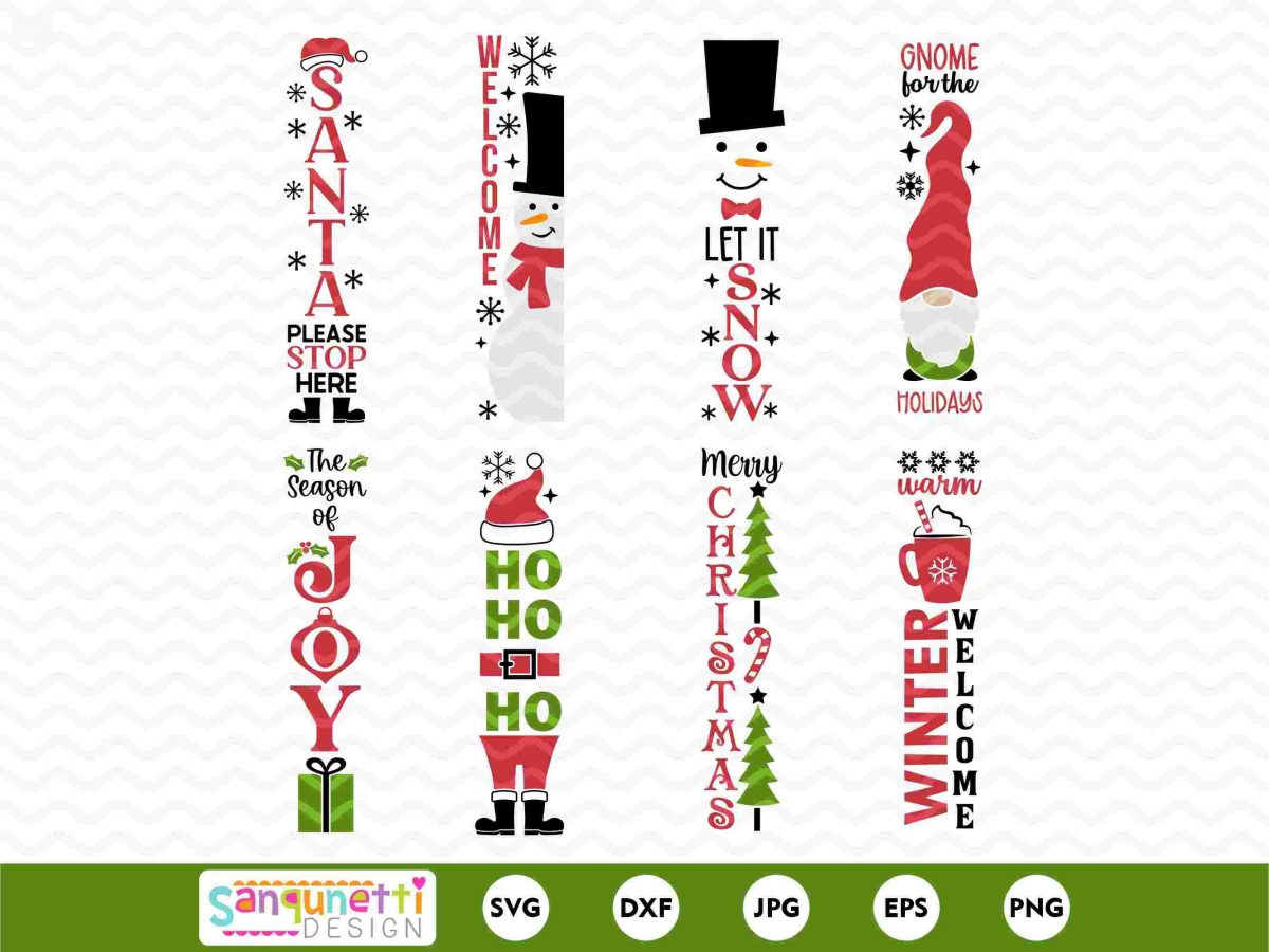 Bundle of Christmas Porch Signs Vertical Christmas SVGs