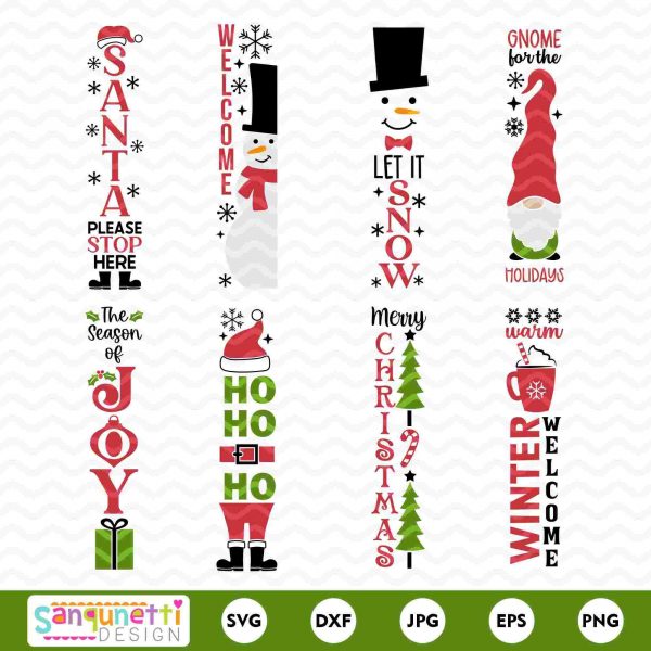 Bundle of Christmas Porch Signs Vertical Christmas SVGs