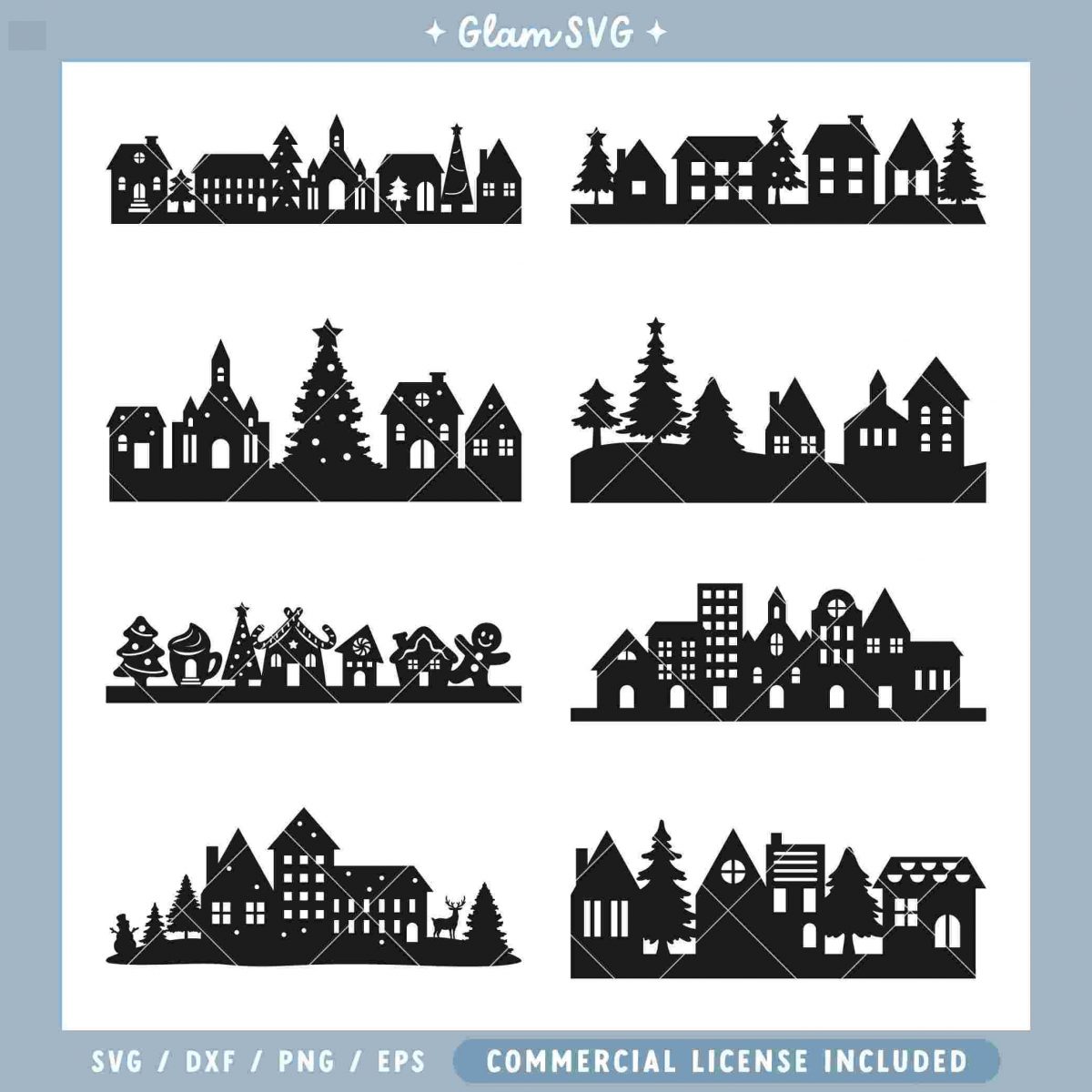 Bundle of Christmas Village SVGs Festive Houses for Cricut Instant