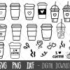 Bundle of Coffee Cup SVGs for Silhouette Cricut