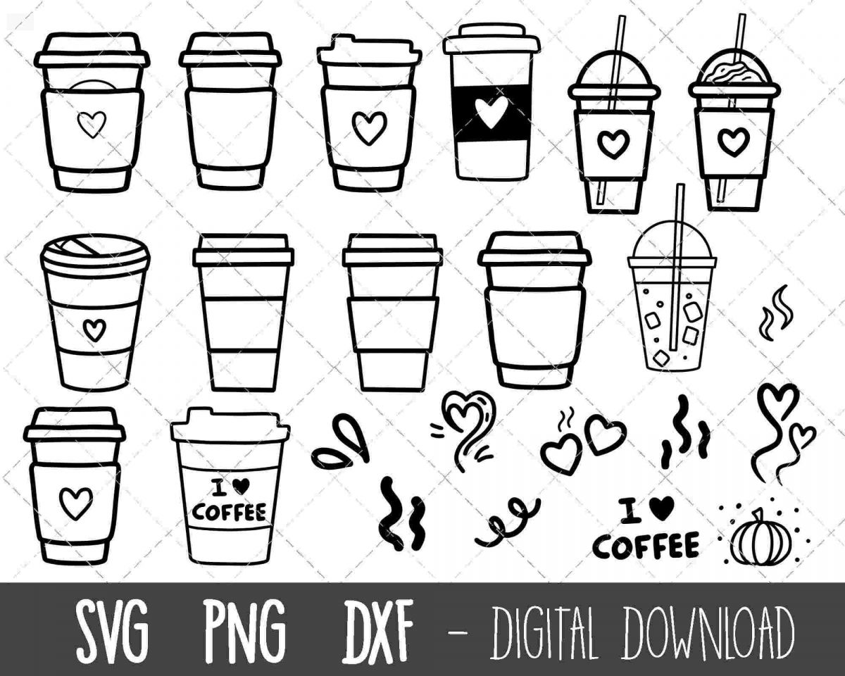 Bundle of Coffee Cup SVGs for Silhouette Cricut