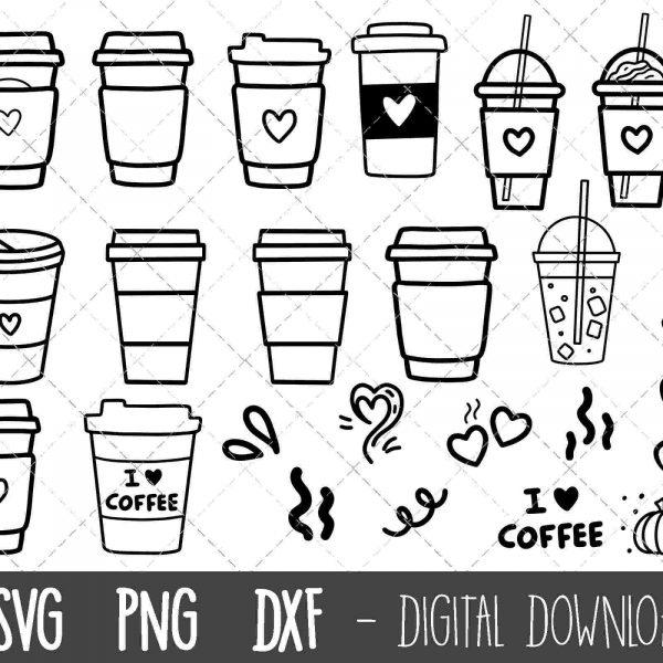 Bundle of Coffee Cup SVGs for Silhouette Cricut