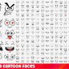 Bundle of Cute Cartoon Emotion Faces SVG and PNG