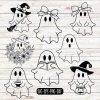 Bundle of Ghost SVGs Outline Spooky Cute with Pumpkin Coffee and