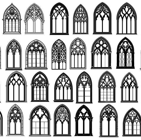 Bundle of Gothic Windows Svg Clipart for Cricut Vector Files