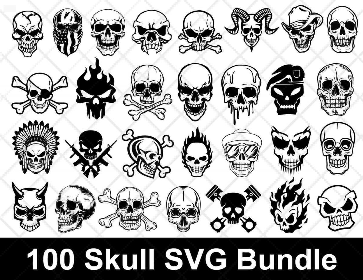 Bundle of Skull SVGs for Cricut Clipart Silhouette Vector