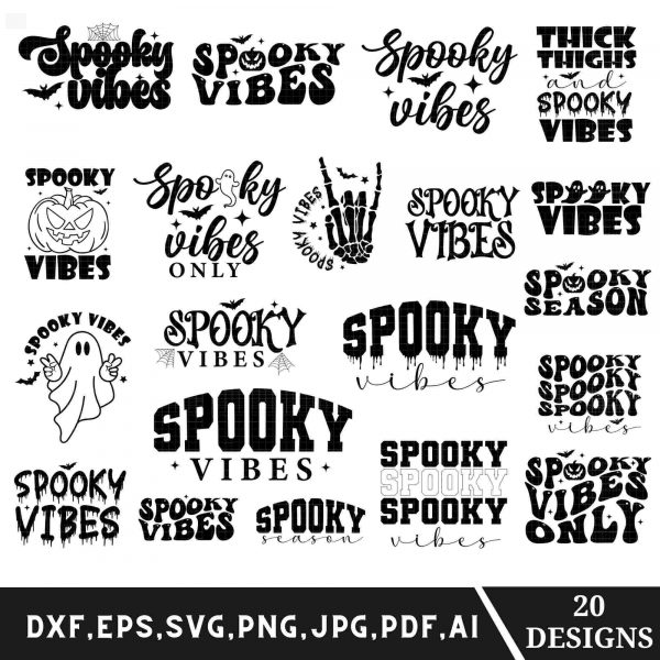 Bundle of Spooky Season SVGs Cute Halloween Designs Ghostly PNGs and