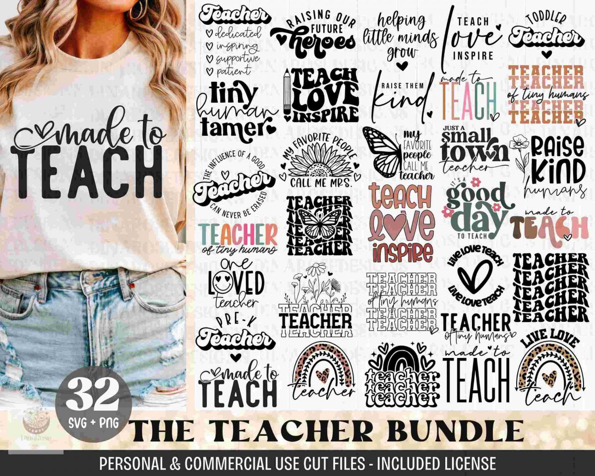 Bundle of Teacher SVG Quotes Teach Shirt Prek PNG Cut File