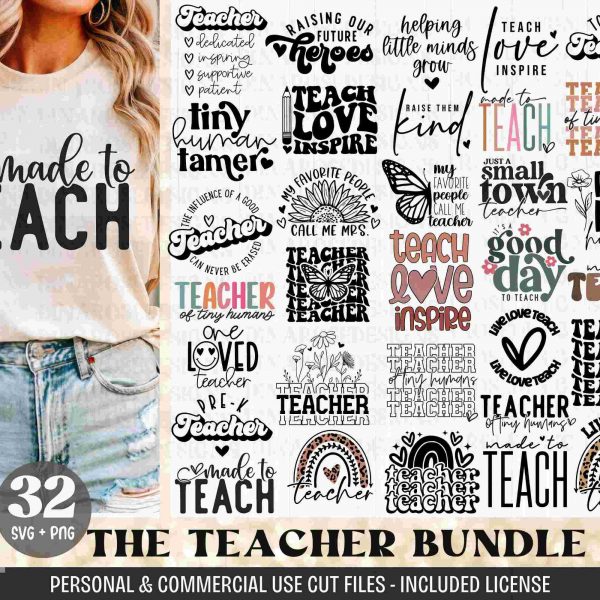 Bundle of Teacher SVG Quotes Teach Shirt Prek PNG Cut File