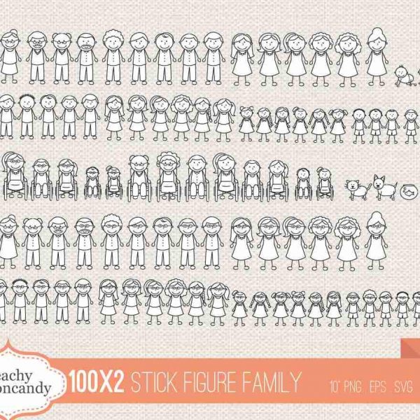 BUY 4 GET 50% OFF mega bundle Stick Figure family clipart - vector svg stick figure clipart - stick figure clip art - family stick figure