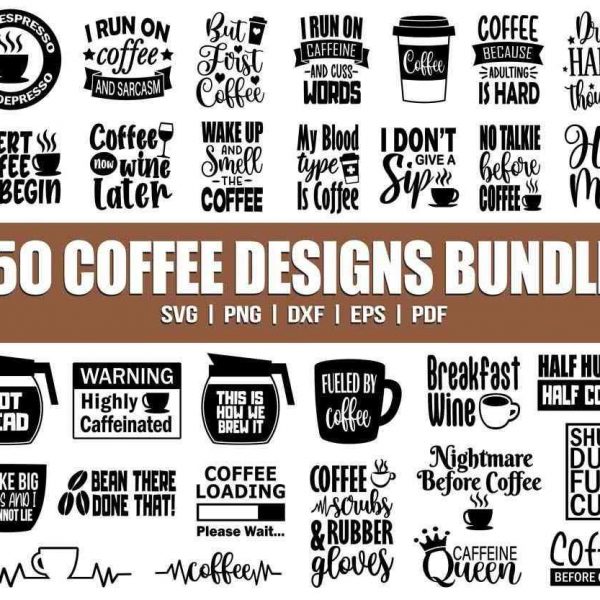 Caffeine Fix Coffee Mug Svg Bundle Hilarious Quotes for Cricut