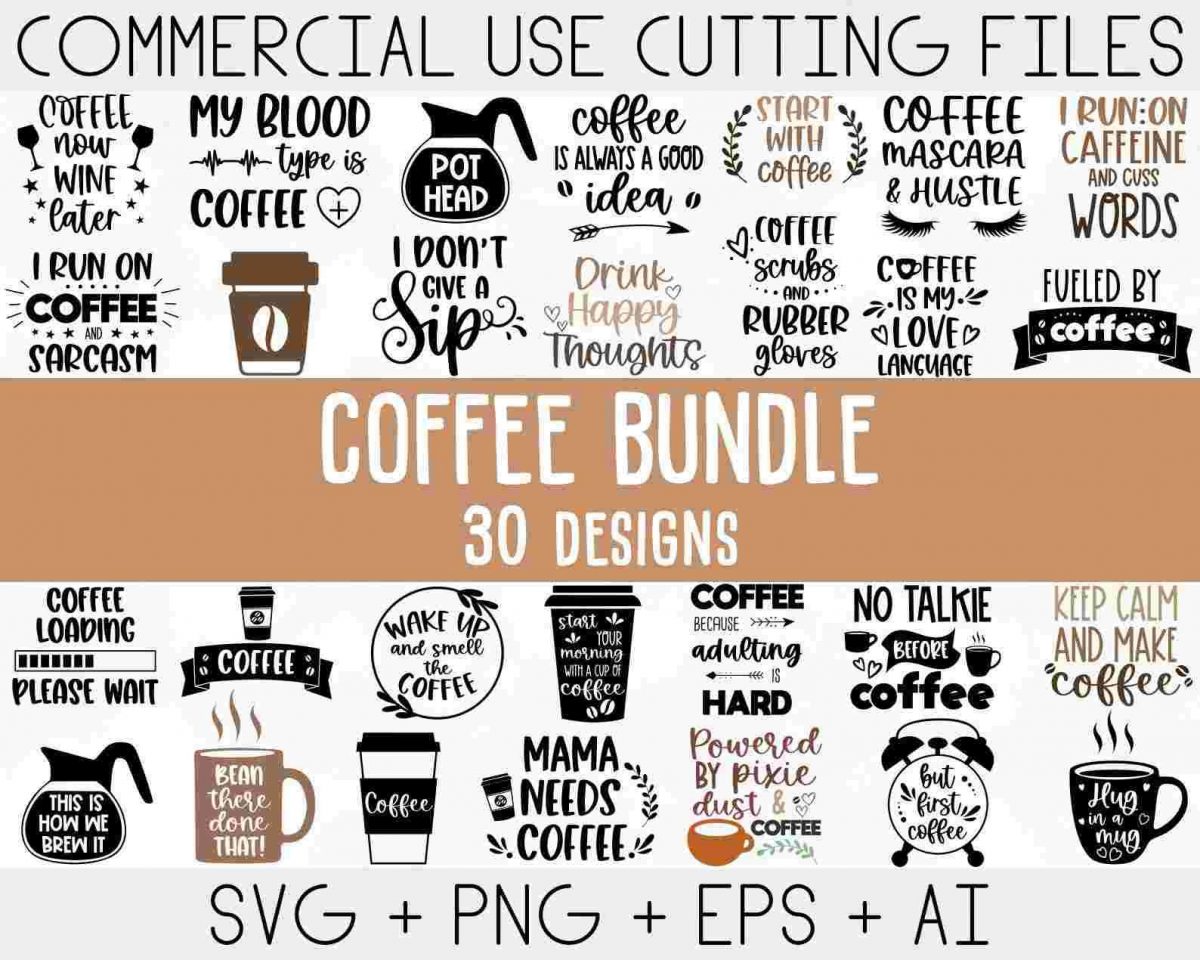 Caffeine Queen Funny Coffee SVG Bundle for Coffee Lovers Mug Cut File