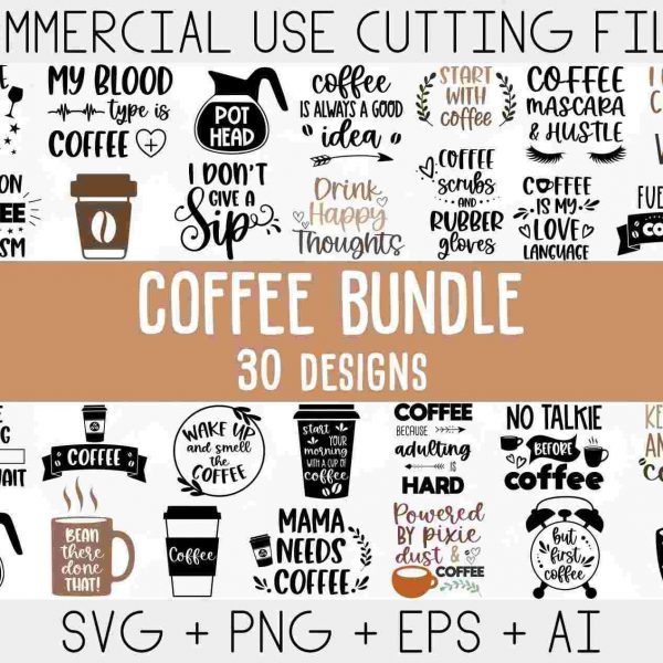 Caffeine Queen Funny Coffee SVG Bundle for Coffee Lovers Mug Cut File