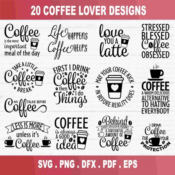 Caffeine Queen Funny Coffee SVG Bundle for Coffee Lovers Mug SVG Cut