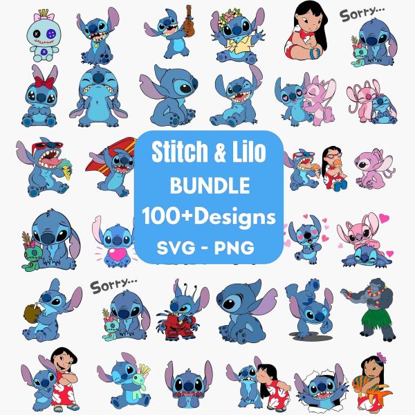 Cartoon SVG Bundle Stitch Clipart SVG PNG for CricutSilhouette