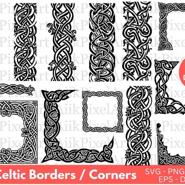 Celtic Corner Divider Svg Bundle 12 Separated Files for Silhouette