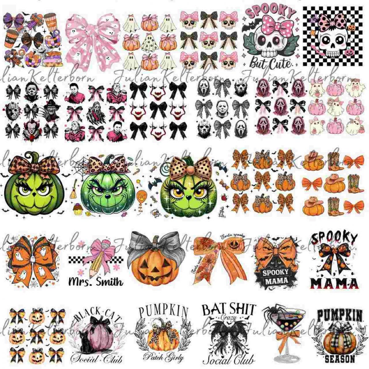 Charming Halloween Characters Coquette Pumpkin Autumn Cowhide Bow