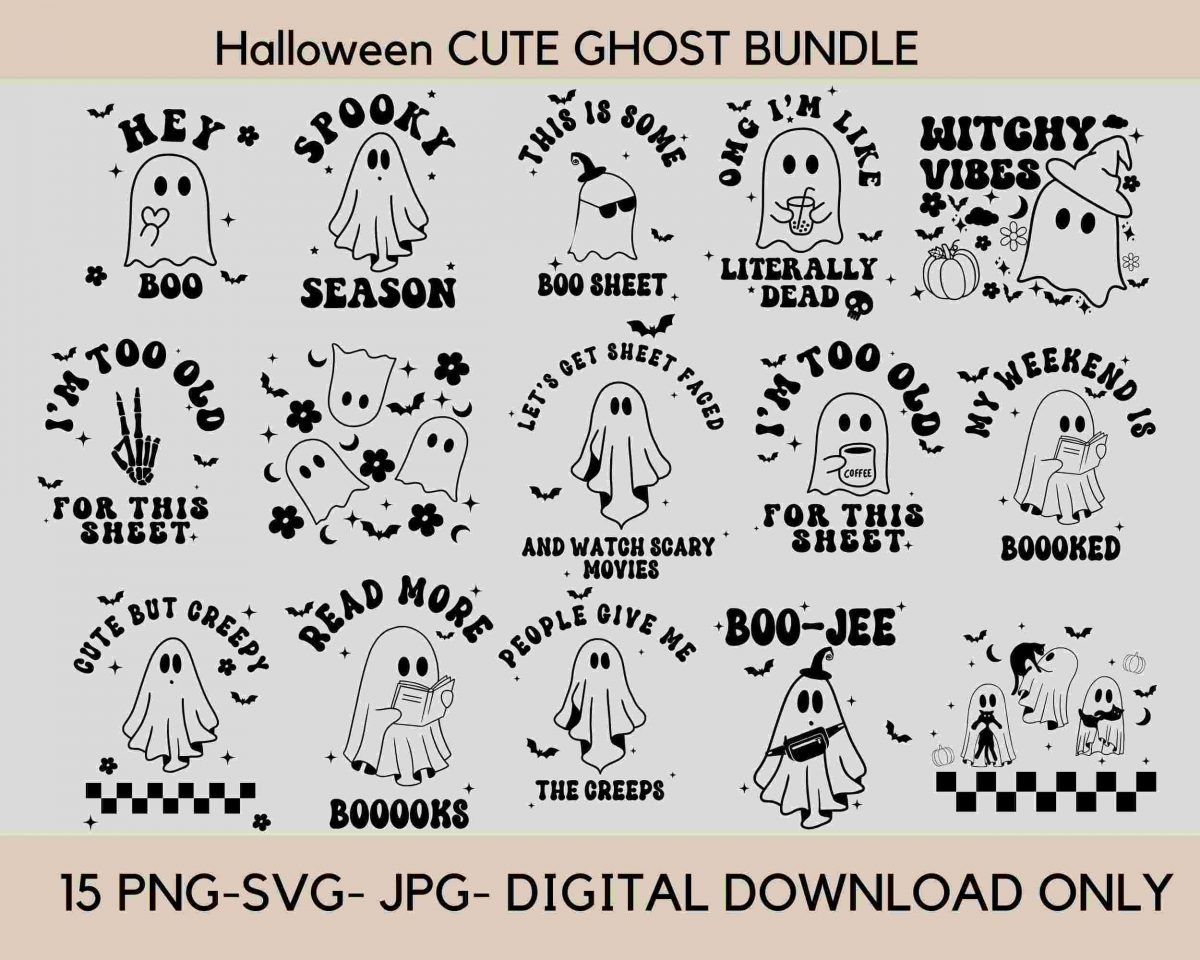 Charming Halloween SVG Bundle Spooky Ghosts Cute Cats Retro Designs