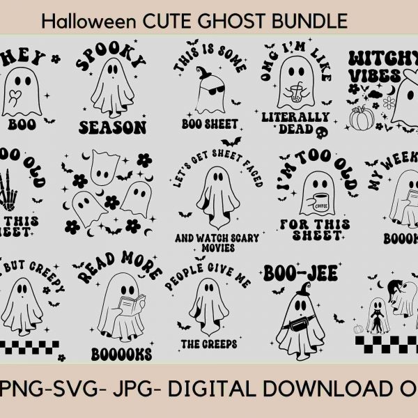 Charming Halloween SVG Bundle Spooky Ghosts Cute Cats Retro Designs